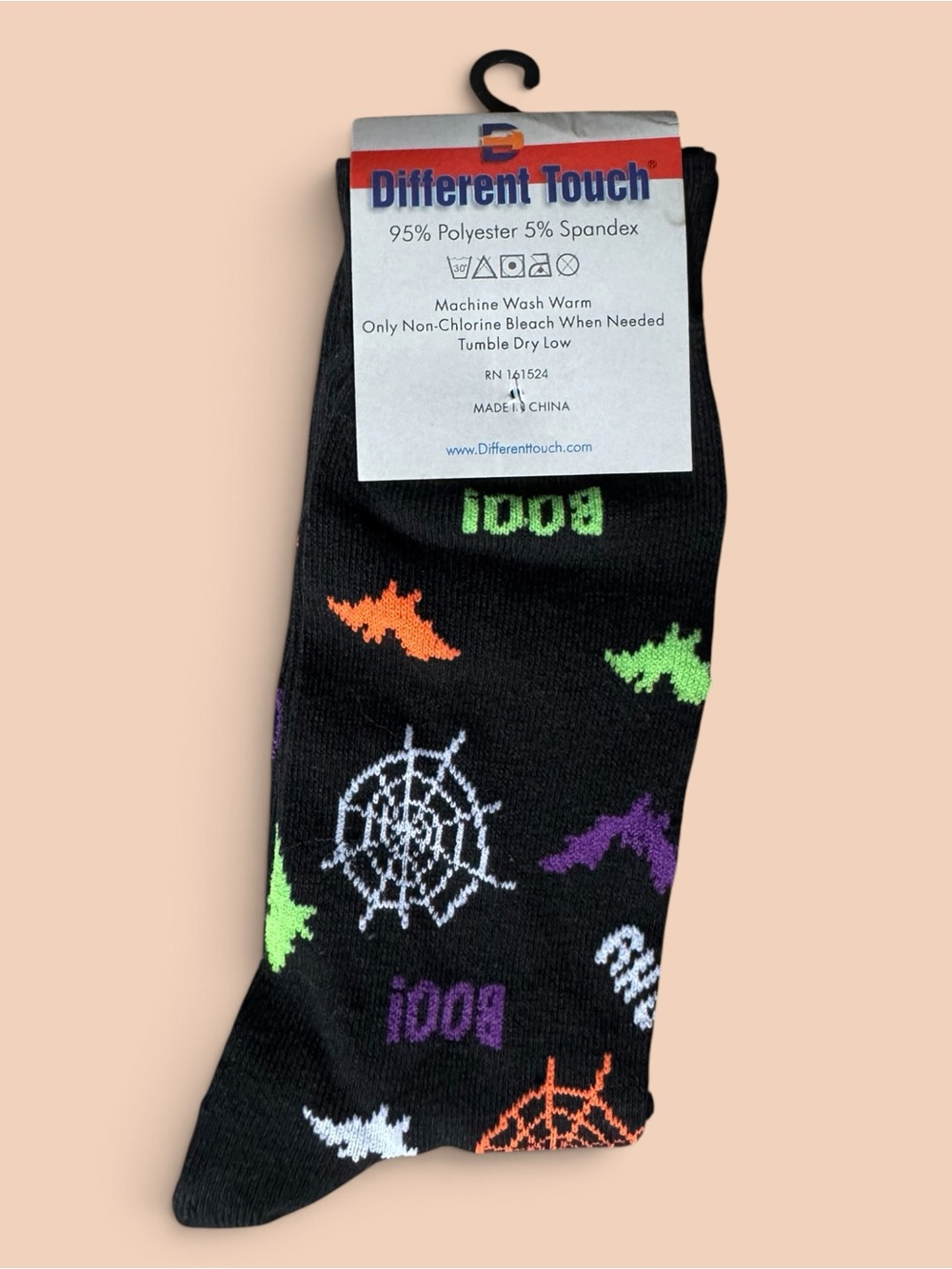 Black Halloween Patterned Socks - Spooky Bats & Webs - Picture 2 of 2
